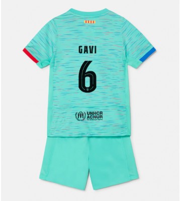 Barcelona Paez Gavi #6 Replica Third Stadium Kit for Kids 2023-24 Short Sleeve (+ pants)